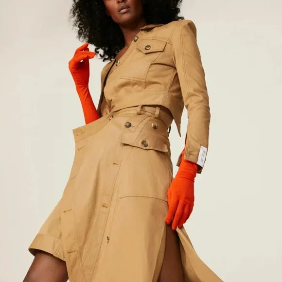 Rokh Asymmetric Button Jacket & Utility Midi Skirt Bundle US 2-4 - Picture 12 of 16